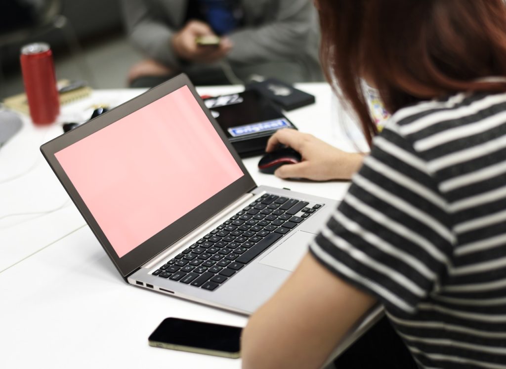 Using laptop 